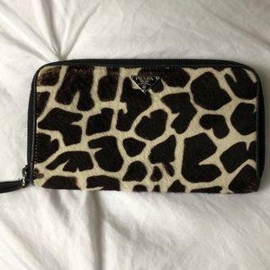 Prada cow print wallet